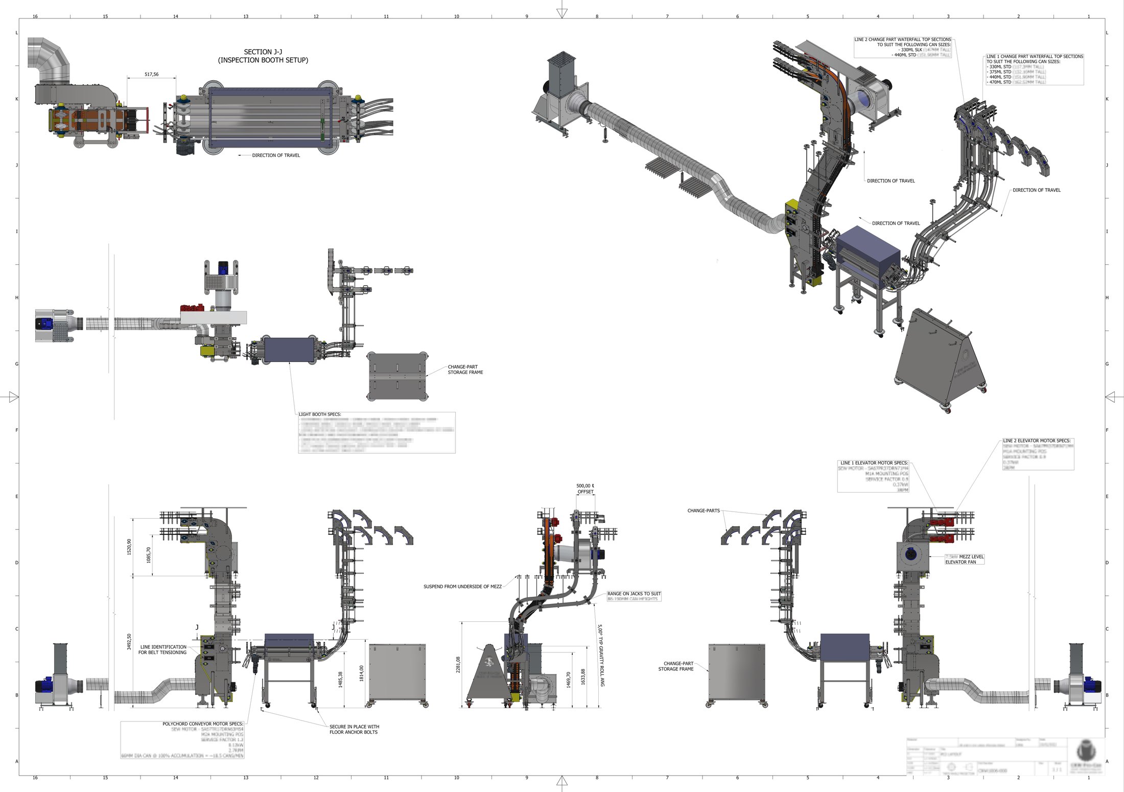 CAD arrangement drawing for a printed can inspection system